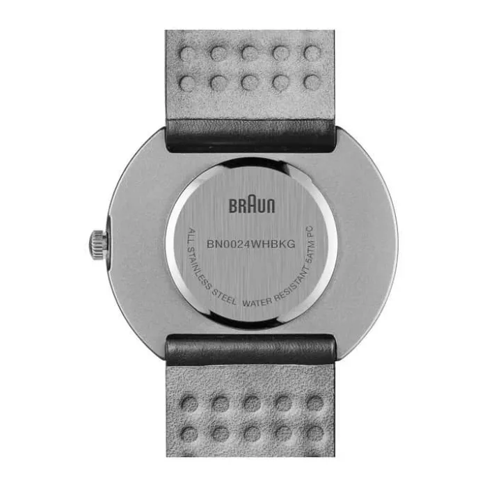 Braun Quarz Armbåndsur - Herre Ø 3,8 cm - Læder/rustfrit stål - Sort/hvid