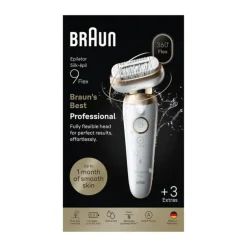 Braun Silk·épil 9 Flex Epilator Brugstid: 50 min. - Vandtæt - Hvid