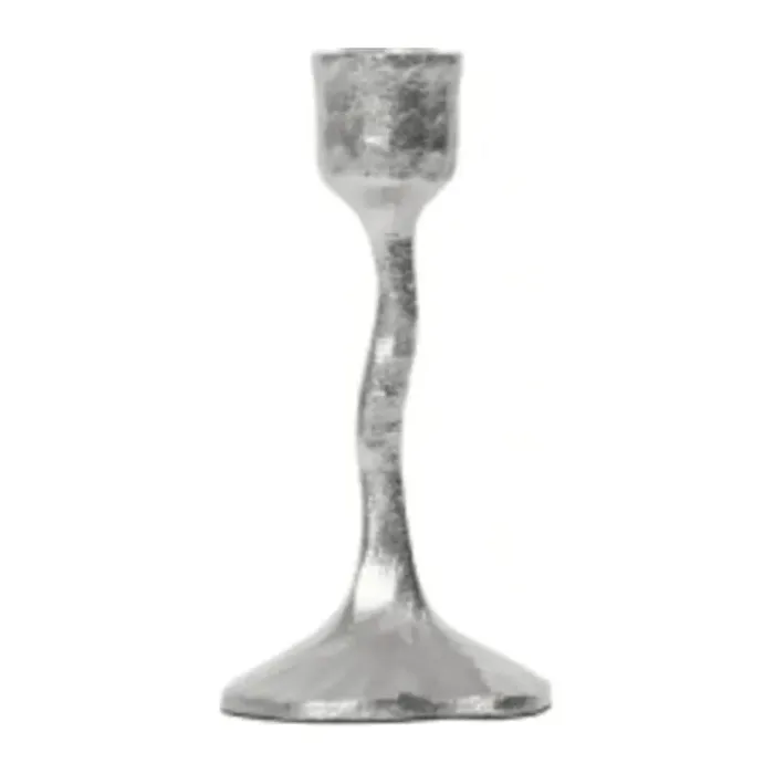 Broste Copenhagen Amy Lysestage H 15 cm - Aluminium - Sølvfarvet