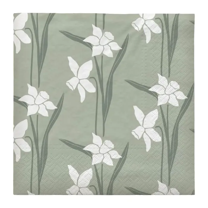 Broste Copenhagen Daffodil Papirserviet B 33 x L 33 cm - Papir - Hvid