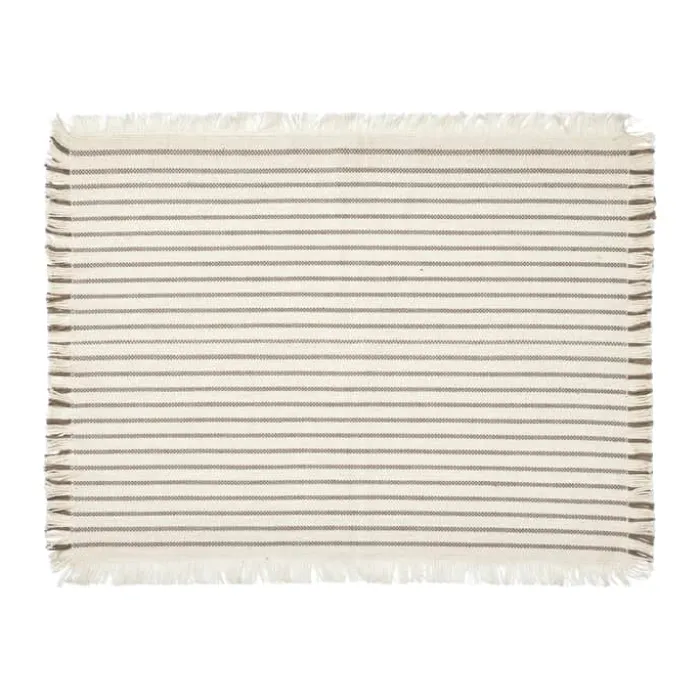 Broste Copenhagen Elouise Dækkeserviet - 2 stk. B 41,5 x L 32 cm - Bomuld - Off White/Grey