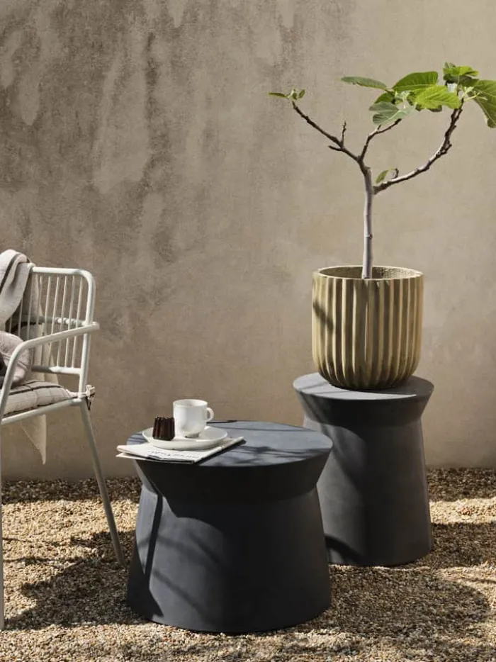 Broste Copenhagen Fiber Sidebord Ø 50 x H 39 cm - Fibercement - Mørkegrå