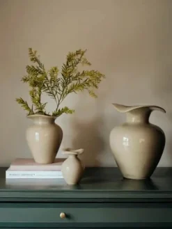 Broste Copenhagen Florentina Vase Ø 9,5 x H 14 cm - Stentøj - Beige