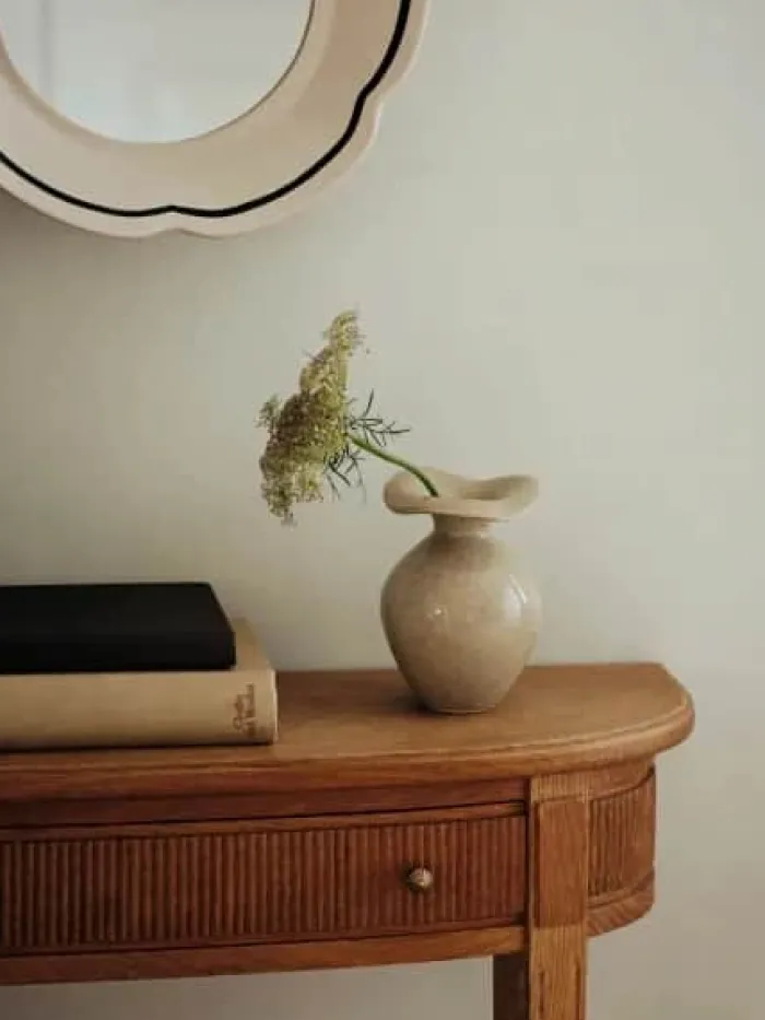 Broste Copenhagen Florentina Vase Ø 9,5 x H 14 cm - Stentøj - Beige