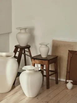 Broste Copenhagen Florentina Vase Ø 9,5 x H 14 cm - Stentøj - Hvid