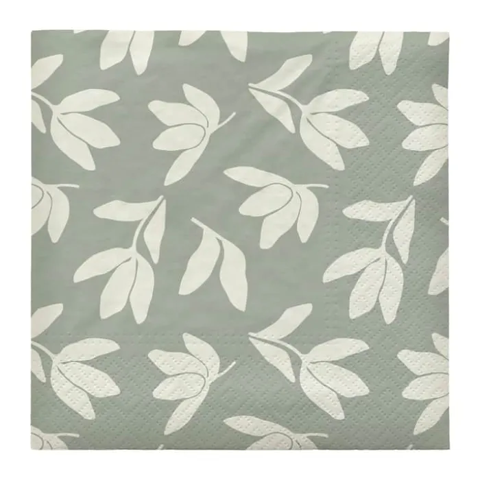 Broste Copenhagen Herbert Papirservietter - 12 stk. B 33 x L 33 cm - Papir - Desert Sage/Off White
