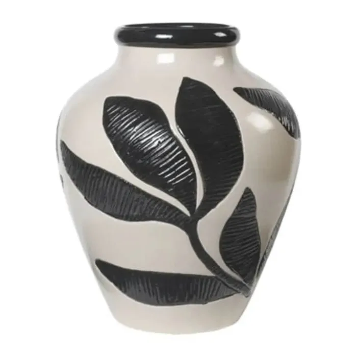 Broste Copenhagen Herbert Vase Ø 33 x H 40 cm - Keramik - Sort