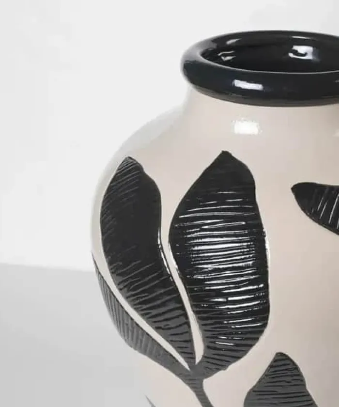 Broste Copenhagen Herbert Vase Ø 25 x H 30 cm - Keramik - Sort