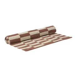 Broste Copenhagen Jane Gulvtæppe B 70 x L 200 cm - Bomuld - Rød/Beige