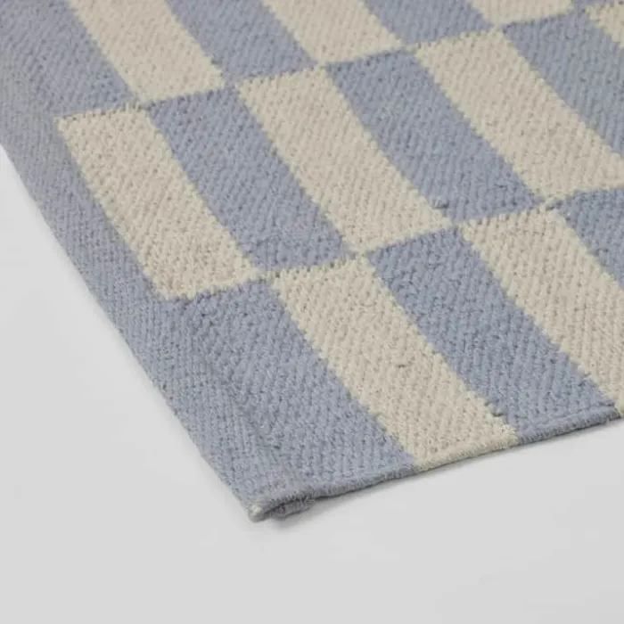 Broste Copenhagen Jane Gulvtæppe B 70 x L 200 cm - Bomuld - Blå/Beige