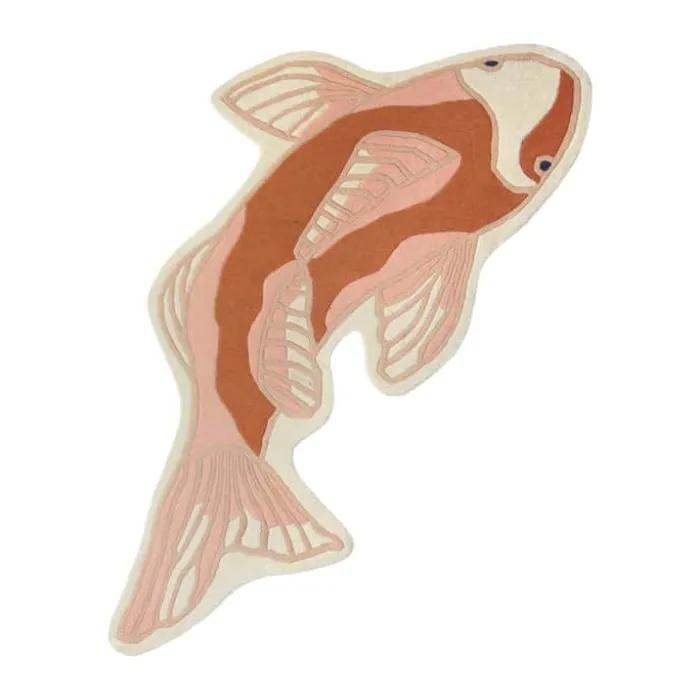 Broste Copenhagen Koi Gulvtæppe B 97 x L 130 cm - Uld/bomuld - Rosa/orange