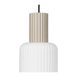 Broste Copenhagen Lolly Pendellampe Ø 16 x H 43 cm - Opalglas/aluminium - Hvid/beige