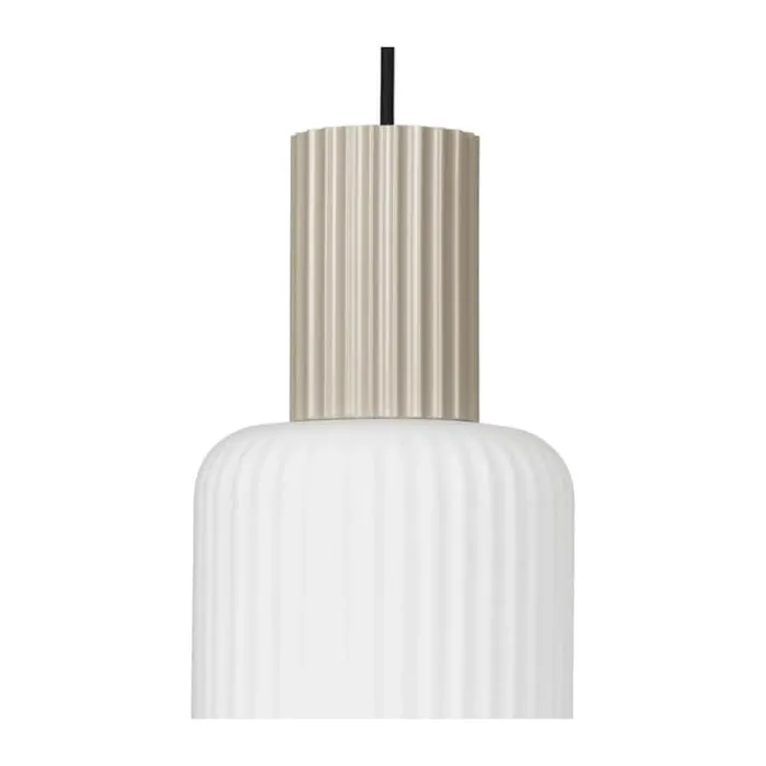 Broste Copenhagen Lolly Pendellampe Ø 16 x H 43 cm - Opalglas/aluminium - Hvid/beige