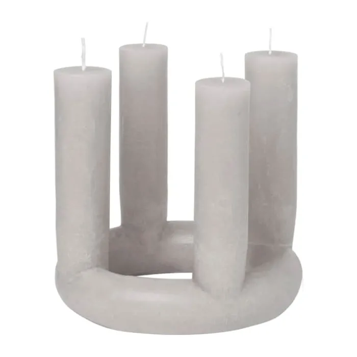 Broste Copenhagen Lucille Skulptur Lys Ø 20 x H 18 cm - Paraffin - Rainy Day Grey