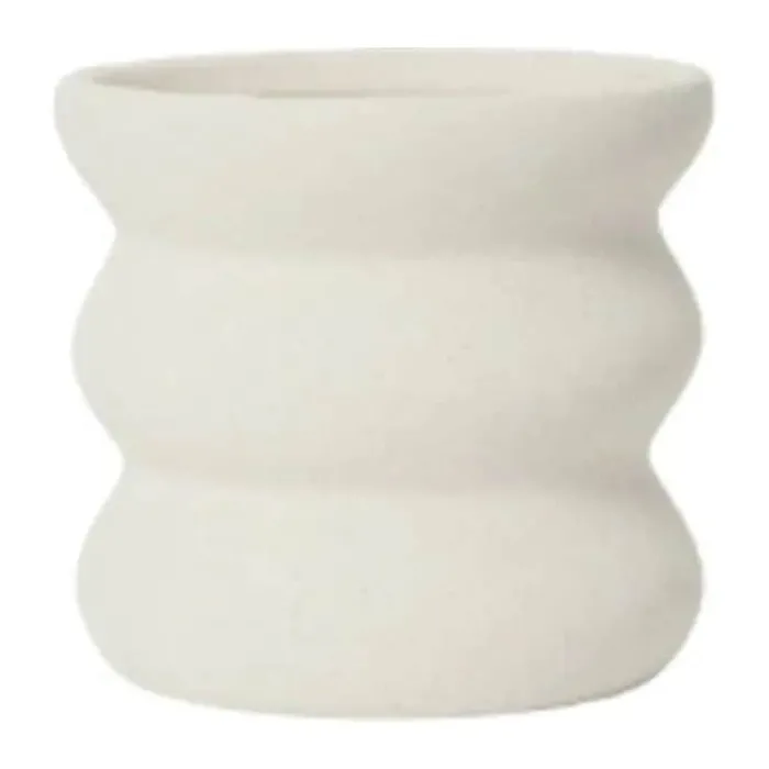 Broste Copenhagen Minna Urtepotte Ø 13 x H 12 cm - Stentøj - Hvid