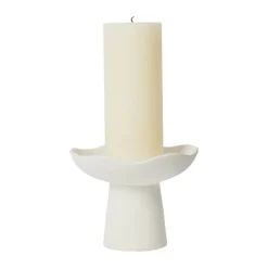 Broste Copenhagen Momo Lysestage Ø 15 x H 12 cm - Stentøj - Hvid