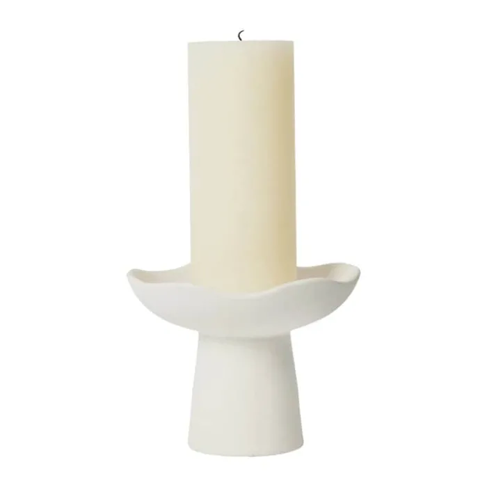Broste Copenhagen Momo Lysestage Ø 15 x H 12 cm - Stentøj - Hvid
