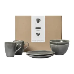 Broste Copenhagen Nordic Rain Morgenmadssæt - 6 dele Stentøj - Grey