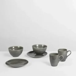 Broste Copenhagen Nordic Rain Morgenmadssæt - 6 dele Stentøj - Grey