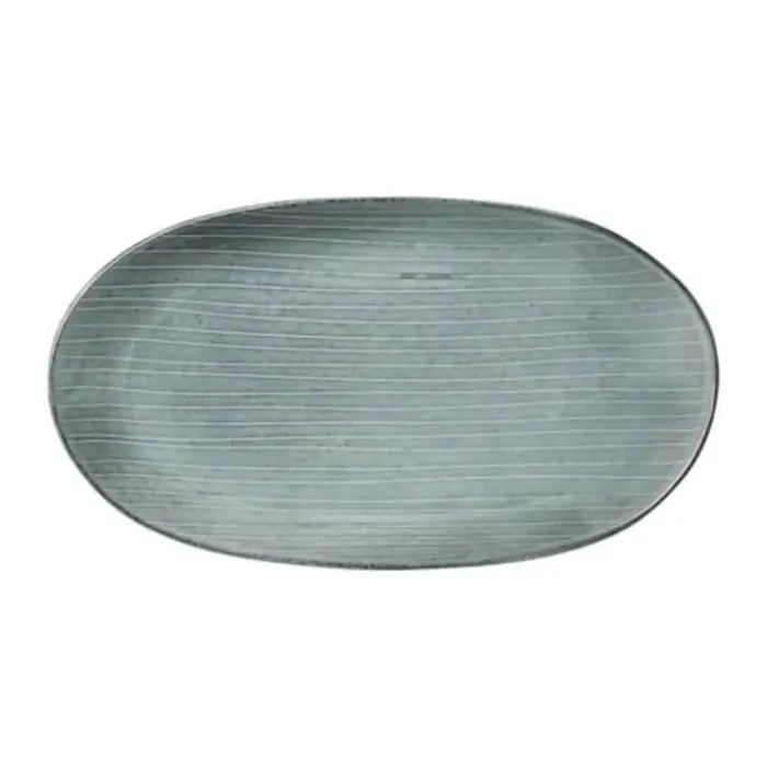 Broste Copenhagen Nordic Sea Oval Tallerken L 30 cm - Stentøj - Soft Blue