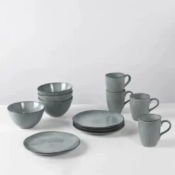 Broste Copenhagen Nordic Sea Morgenmadssæt - 12 dele Stentøj - Soft Blue