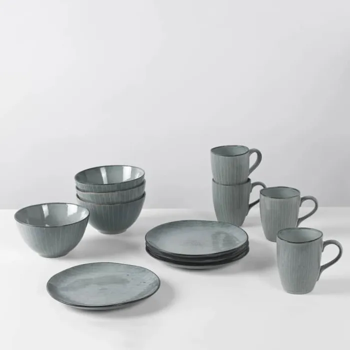 Broste Copenhagen Nordic Sea Morgenmadssæt - 12 dele Stentøj - Soft Blue