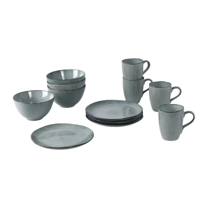 Broste Copenhagen Nordic Sea Morgenmadssæt - 12 dele Stentøj - Soft Blue