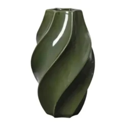Broste Copenhagen Odette Vase Ø 19 x H 32 cm - Stentøj - Grøn