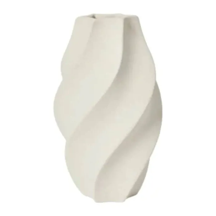 Broste Copenhagen Odette Vase Ø 19 x H 32 cm - Stentøj - Hvid
