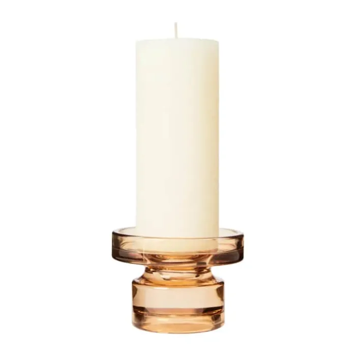 Broste Copenhagen Petra Lysestage Ø 11 x H 8 cm - Glas - Brun