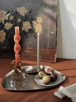 Broste Copenhagen Petra Lysestage Ø 8 x H 8 cm - Glas - Grå