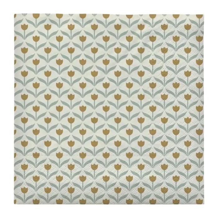 Broste Copenhagen Tulip Papirservietter - 12 stk. B 33 x L 33 cm - Papir - Golden Yellow/Desert Sage