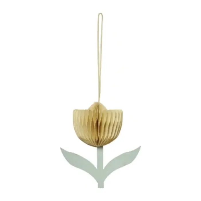Broste Copenhagen Tulip Papir Ornament H 7 cm - Papir - Gul