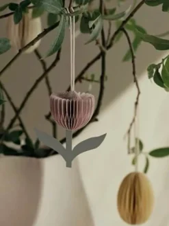 Broste Copenhagen Tulip Papir Ornament H 7 cm - Papir - Hvid