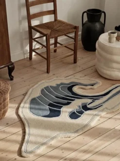 Broste Copenhagen Wave Gulvtæppe B 85 x L 160 cm - Uld/bomuld - Blå