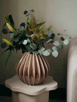 Broste Copenhagen Wide Vase Ø 25 x H 25 cm - Keramik - Fawn