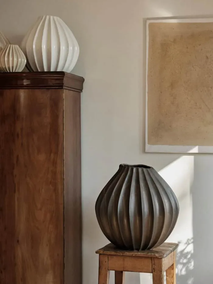 Broste Copenhagen Wide Vase Ø 40 x H 40 cm - Keramik - Brun