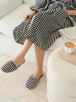 Business & Pleasure Morgenkåbe m. slippers Bomuld - Laurens Navy Stripe