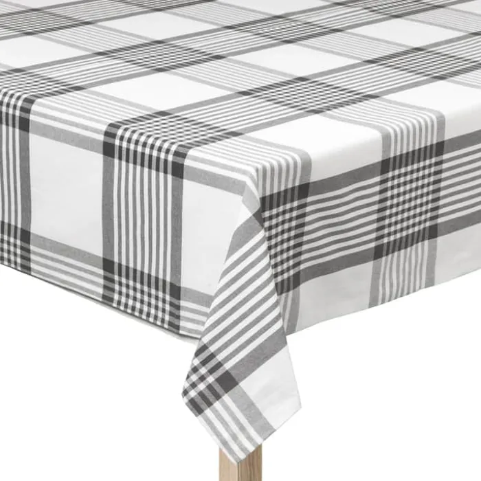 By Mogensen Large Checks Dug B 140 x L 320 cm - Bomuld - Hvid/grå