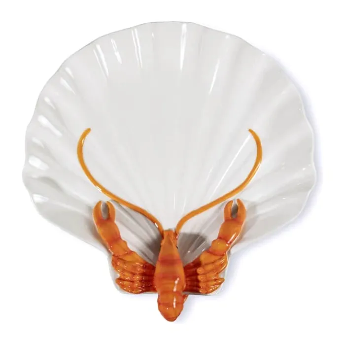 ByOn Lobsti Tallerken m. Hummer Ø 30 cm - Porcelæn - Hvid/orange