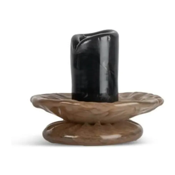 ByOn Lysestage - Lara Ø 9 x H 9 cm - Mundblæstglas - Black/beige