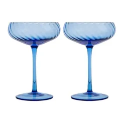 ByOn Opacity Champagneglas - 2 stk. 30 cl - Mundblæst glas - Blue