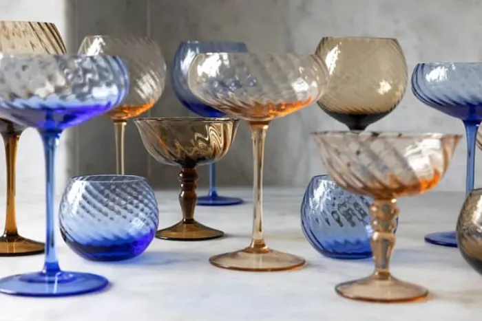 ByOn Opacity Champagneglas - 2 stk. 30 cl - Mundblæst glas - Blue