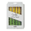 Candles with a twist Lys - 6 stk. Ø 2,2 x H 21 cm - Lakeret paraffin lys - Gul/hvid/grøn