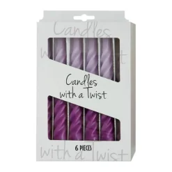 Candles with a twist Lys - 6 stk. Ø 2,2 x H 21 cm - Lakeret paraffin lys - Lyserød/pink