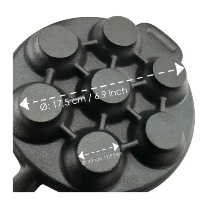 Carl Victor Æbleskivepande Ø 21 cm - Støbejern/bøgetræ