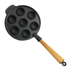 Carl Victor Æbleskivepande Ø 21 cm - Støbejern/bøgetræ