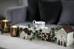 Casa Christmas Fyrfadsstage H 12,5 cm - Glas - Mørkeblå