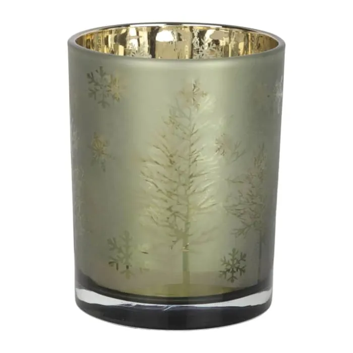 Casa Christmas Fyrfadsstage H 12,5 cm - Glas - Grøn