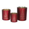 Casa Christmas Fyrfadsstage H 10 cm - Glas - Rød/guldfarvet
